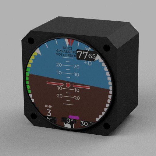 RB-02 round 80mm/57mm digital attitude indicator and altimeter instrument